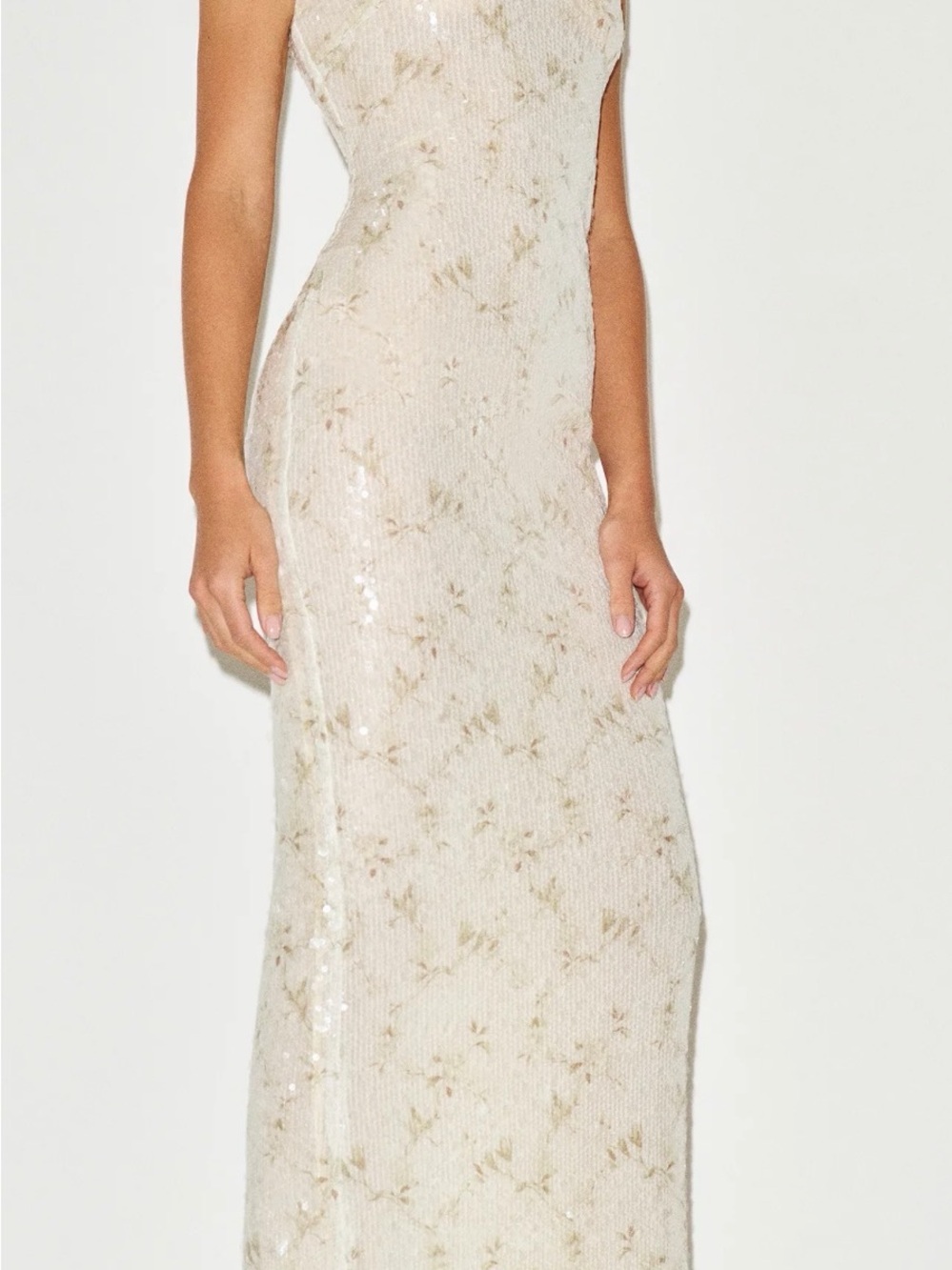 Reformation Cream Sequin Maxi Dress